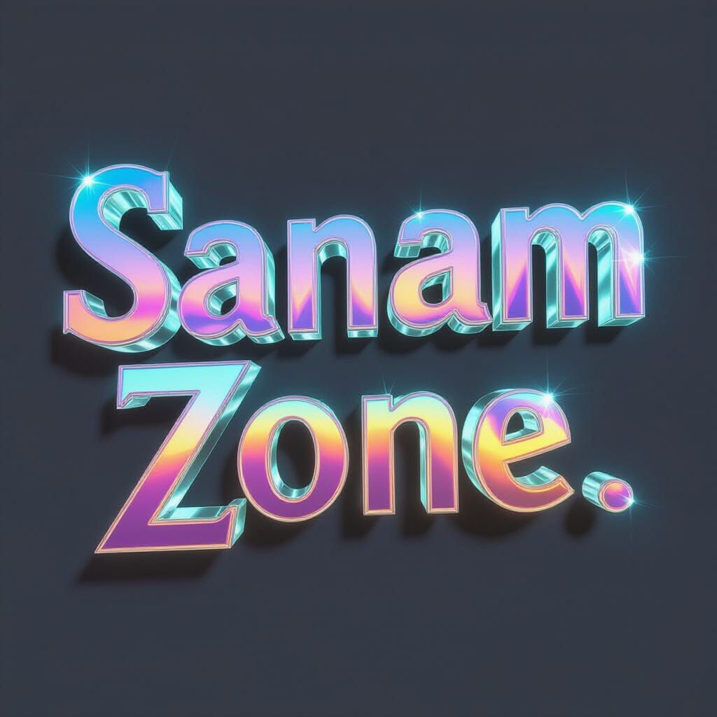 Iridescent 3D Typography of "Sanam Zone" Quote