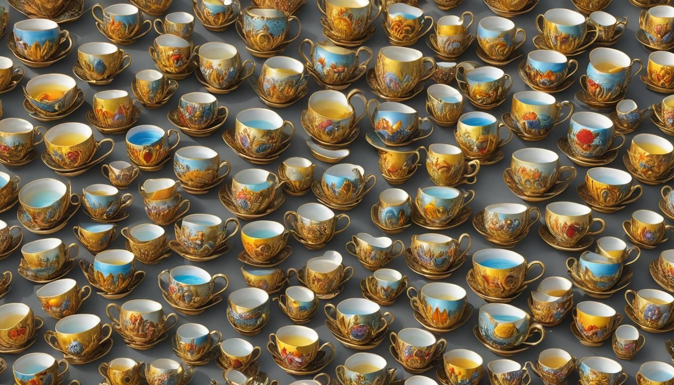 Woman Bathes in Cup of Sunshine: Hyperdetailed Masterpiece