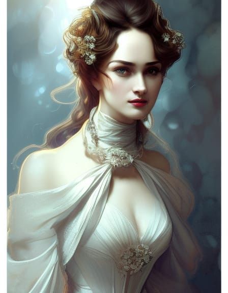 Victorian Woman Portrait in Art Nouveau Style
