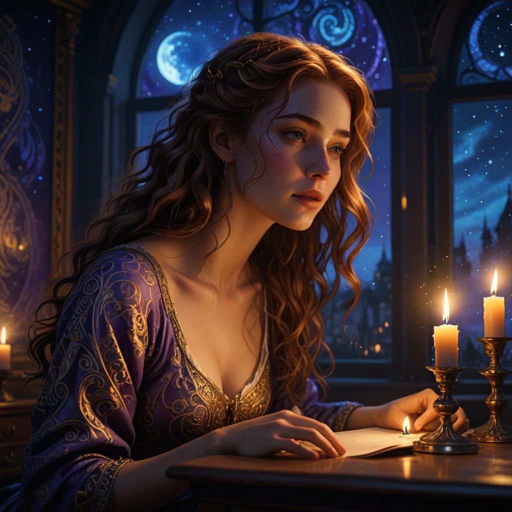 Whimsical Midnight Inventor in Soft Moonlight