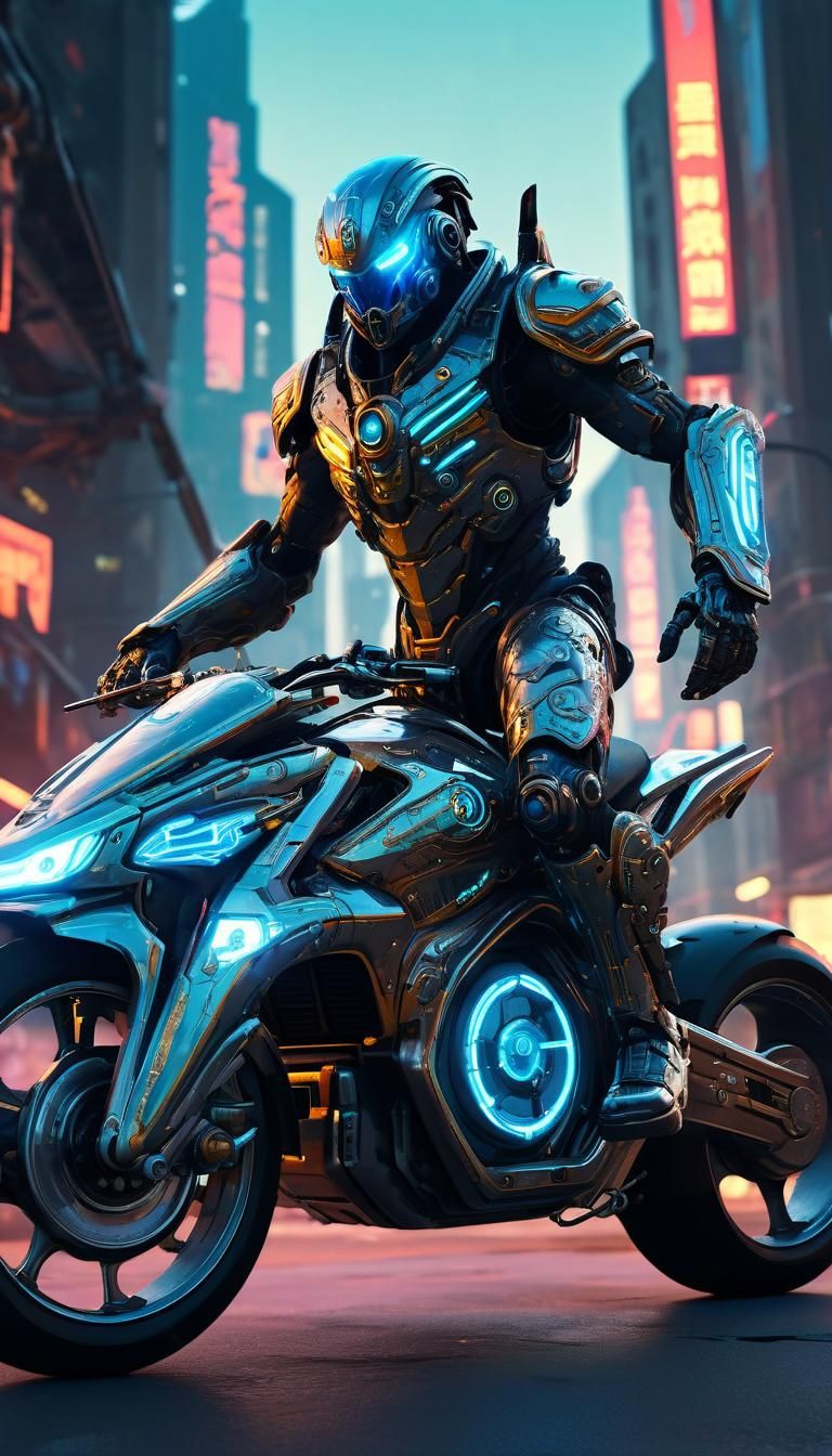 Skywrath Mage Cyberpunk Wheelie in Dystopian City