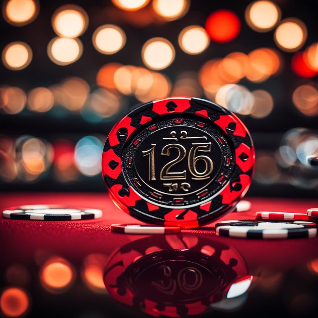 Detailed Photograph of a Red and Black Poker Chip