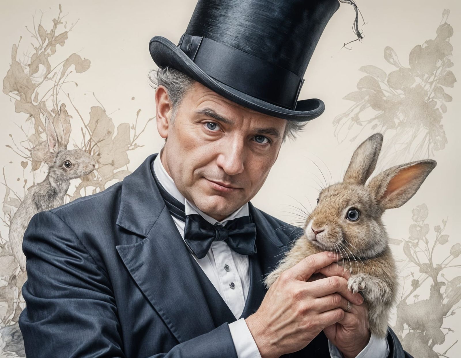 Magician Reveals Mystical Rabbit in Intricate Colour Pencil...