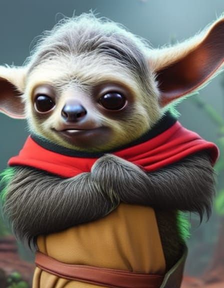 Sloth as Baby Yoda in Dreamy Jungle Art