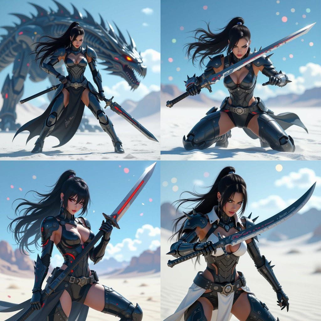 Angry Cyborg Duelist in Neon Cyberpunk Anime Style