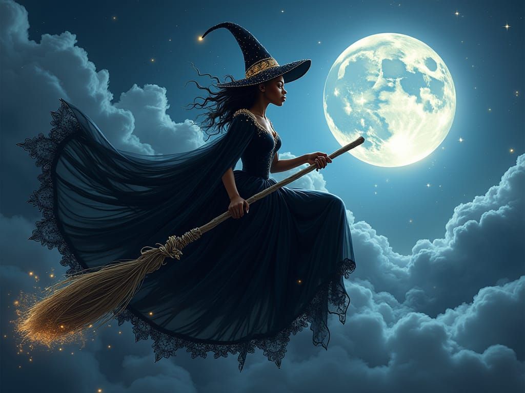 Elphaba in Majestic Black Velvet, with Dramatic Cape and Wit...