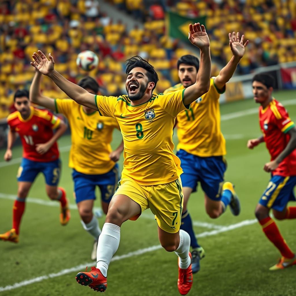 Brazilian Soccer Team Celebrates Thrilling Victory Over Colo...