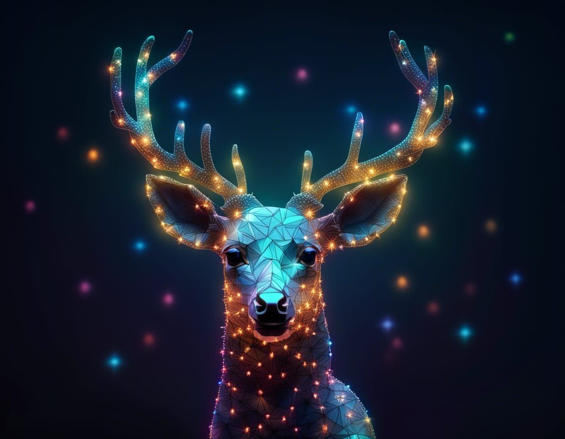 Christmas Light Deer: Hyperdetailed Digital Art