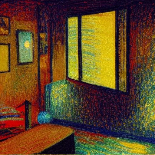 Dark Room: Neo-Impressionist Expressionist Oil Painting