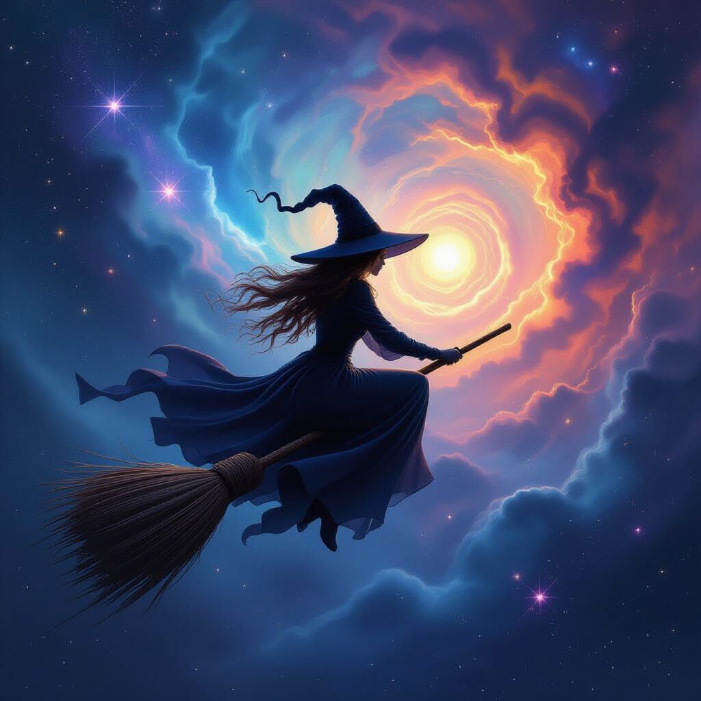 Witch on Spectral Broom in Cosmic Nebula