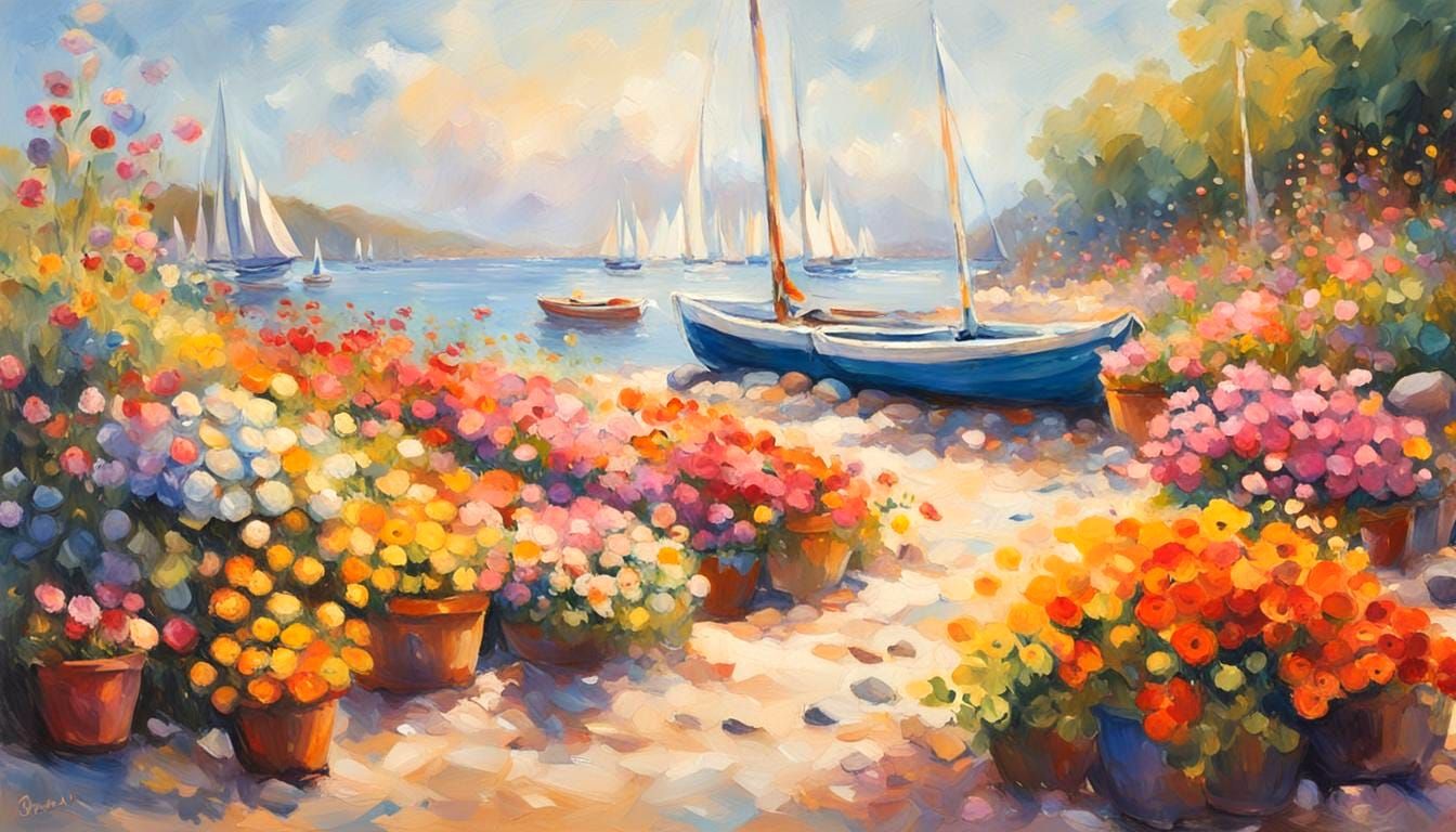 Surreal Flower Exhibition Scene with Blooming Flora