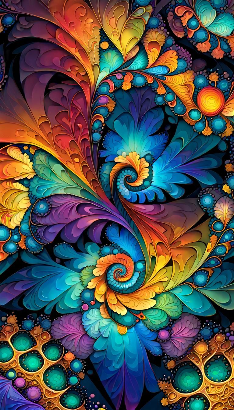 Fractal Sacred Geometry Illustrates Infinity in Rainbow Colo...