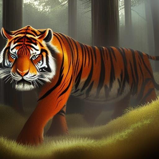 Detailed Saber-Tooth Tiger Matte Painting