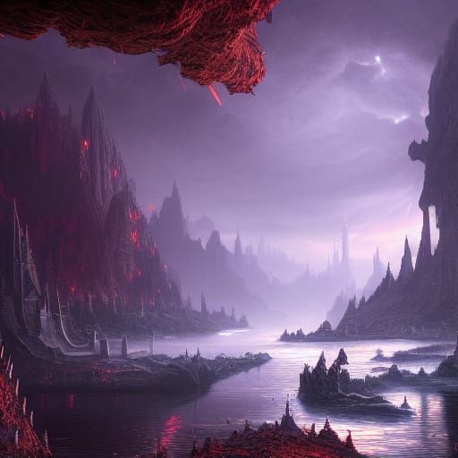 Fantastical River Styx in Detailed Matte Painting
