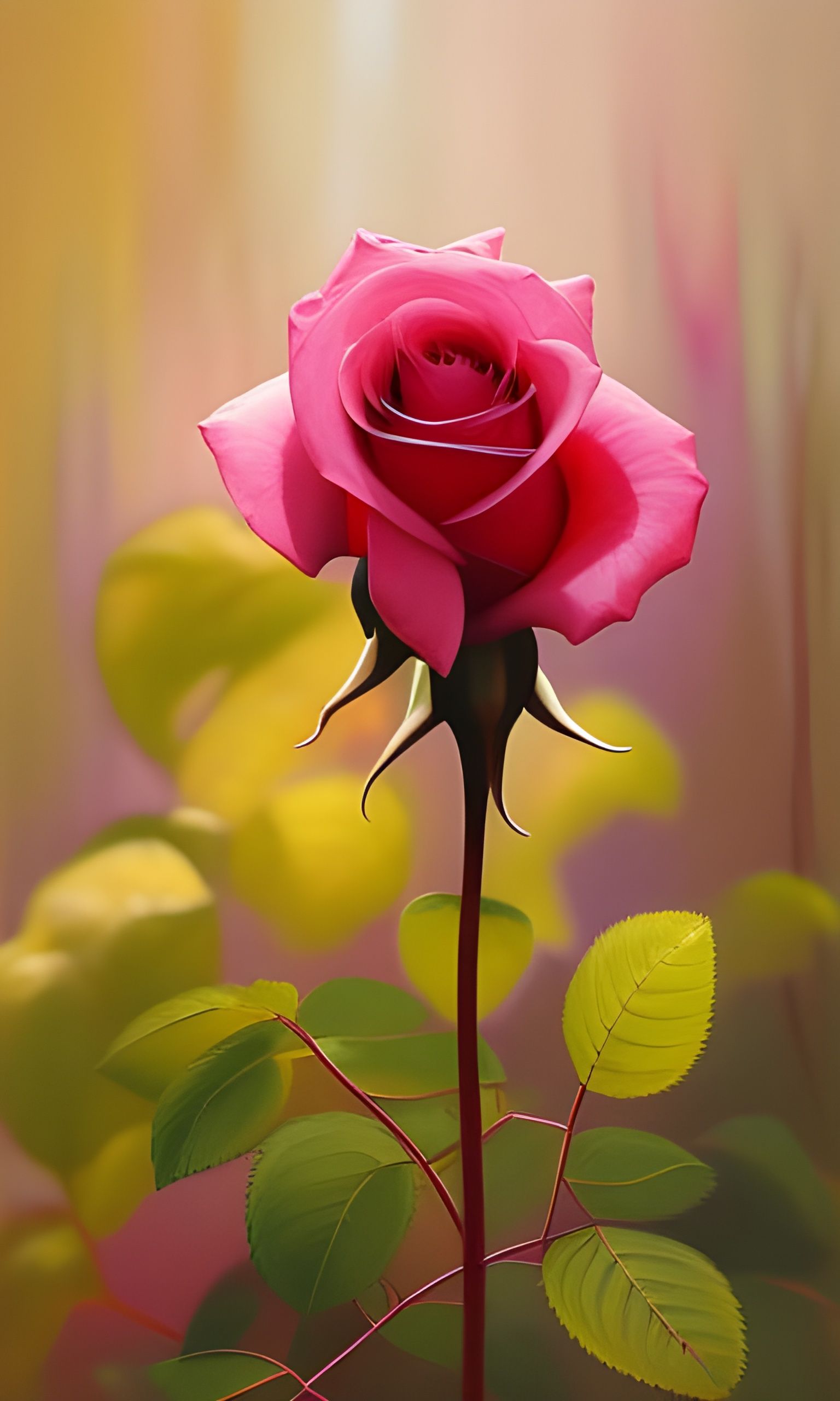 Honey Dripping Rose Digital Painting with Fireflies