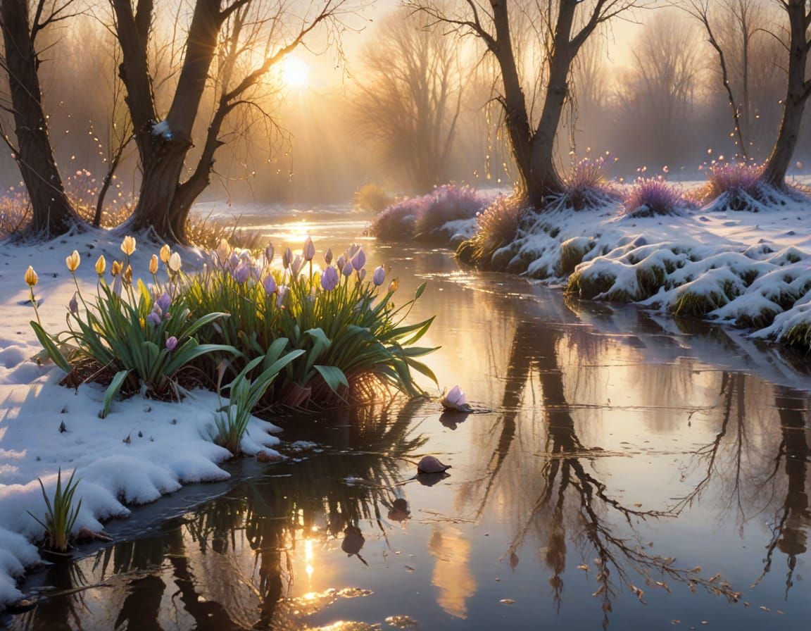 Riverside Willow in Spring: Watercolor Painting