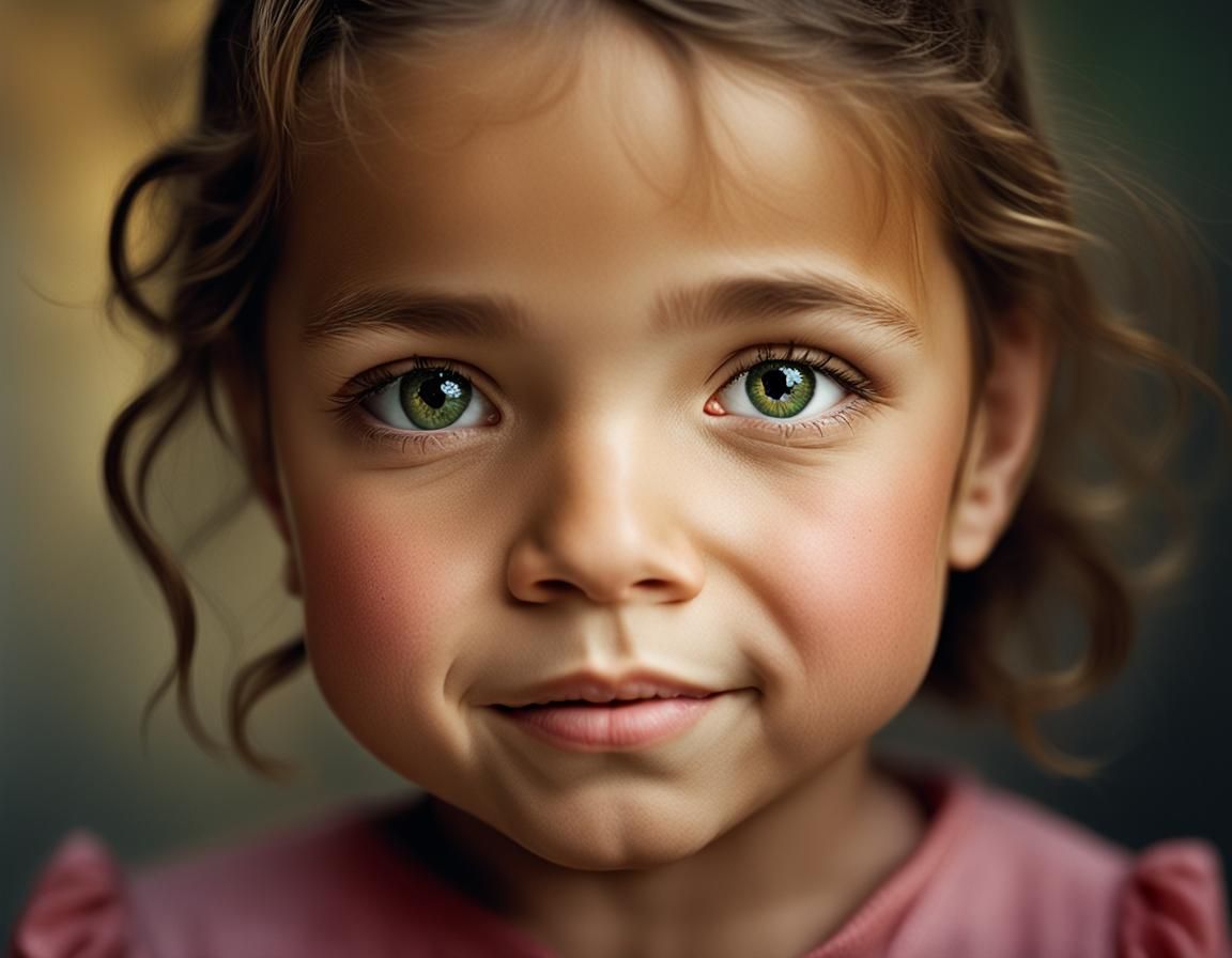 Happy Angelic Child Portrait in Studio Lighting