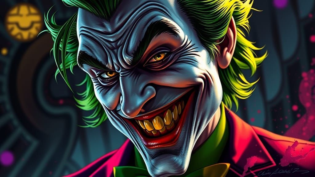 Hyperrealistic Joker Caricature with Dramatic Lighting