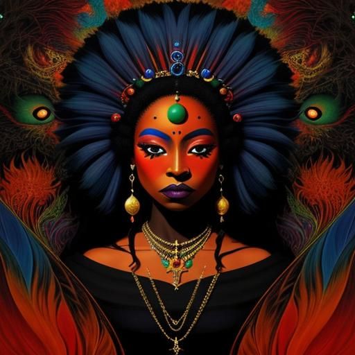 Voodoo Queen in Expressionist Style