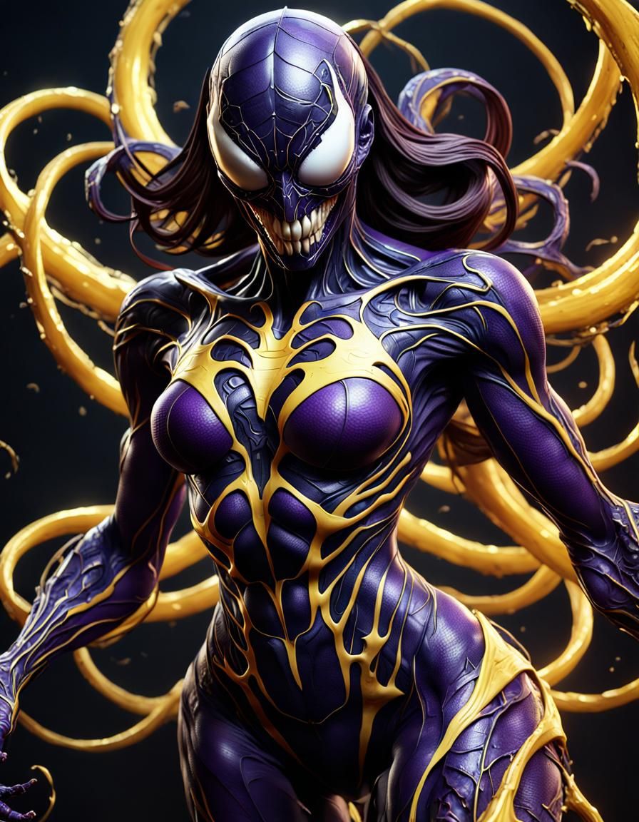 Symbiotic Venom with Creepy Lines, Dark Fantasy Art