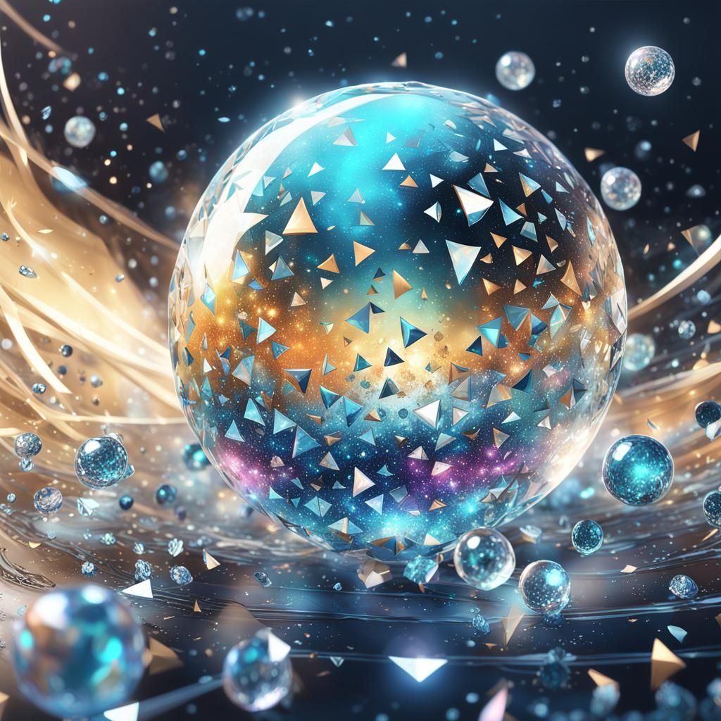 spherical Abstract art painting flowing dotted cells diamond...