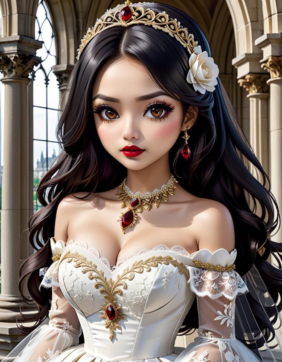Chibi Indonesian Bride in Gothic Setting