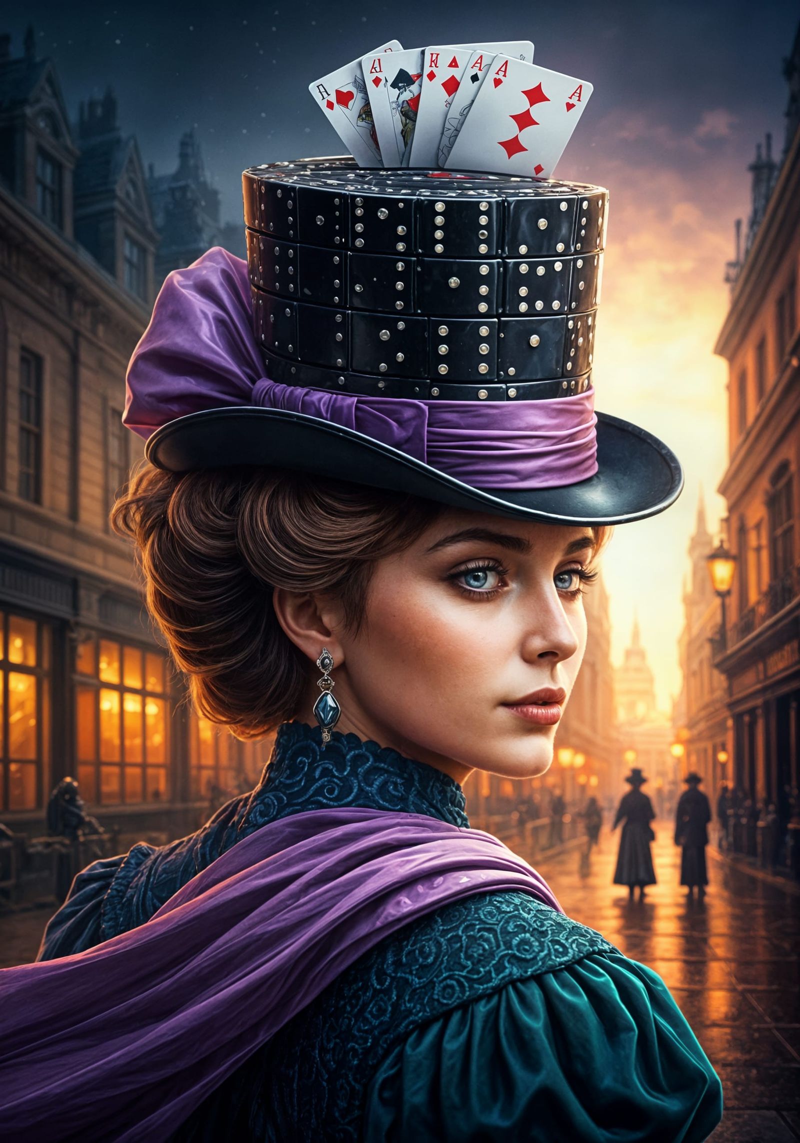 Victorian Lady Wears Unique Domino Hat in London
