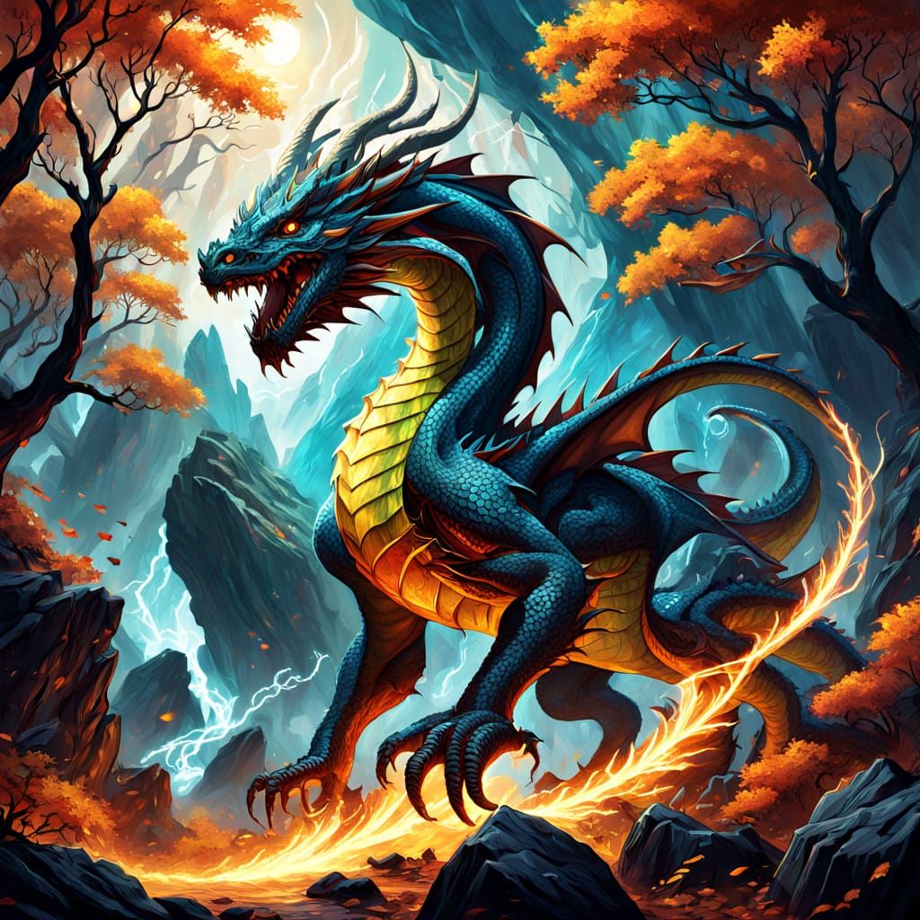 Vaporous Dragon in Autumn Forest Comic Art