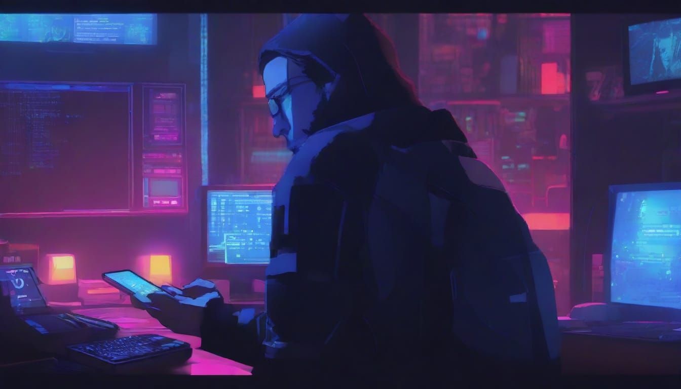 Person Checking Phone in Pixel Art Style