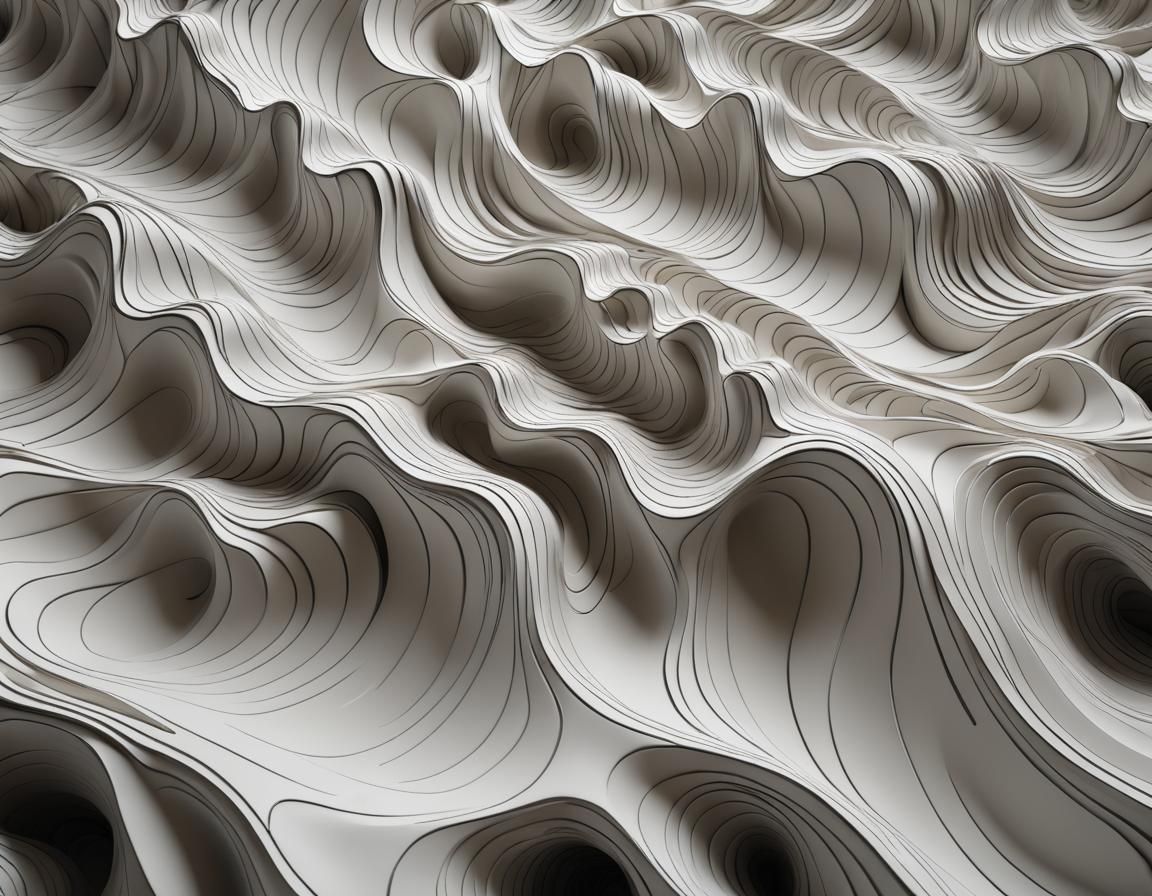 Abstract Digital Wave Sculpture in 3D
