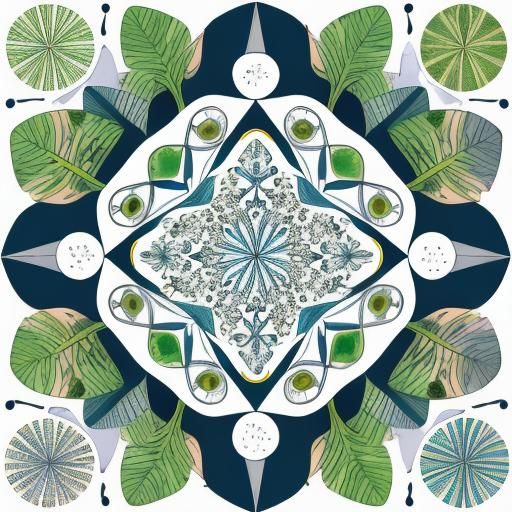 Abstract Botanical Design with Fractured Geometric Shapes