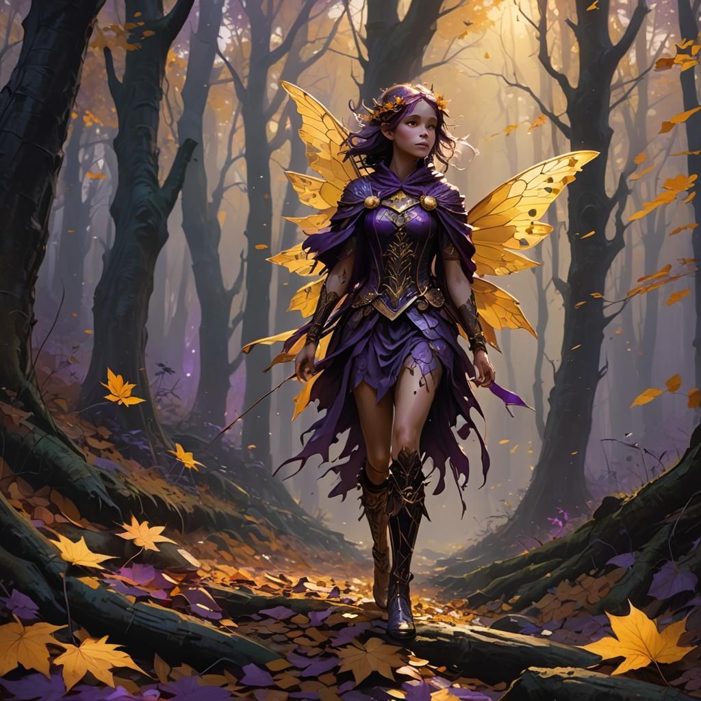 Dark Fantasy Fairy in Autumn Woods