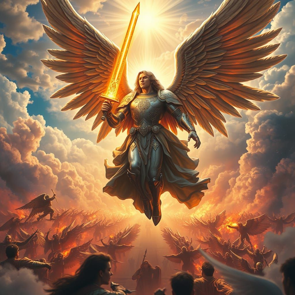 Archangel Michael Descends with Sword of Molten Starlight