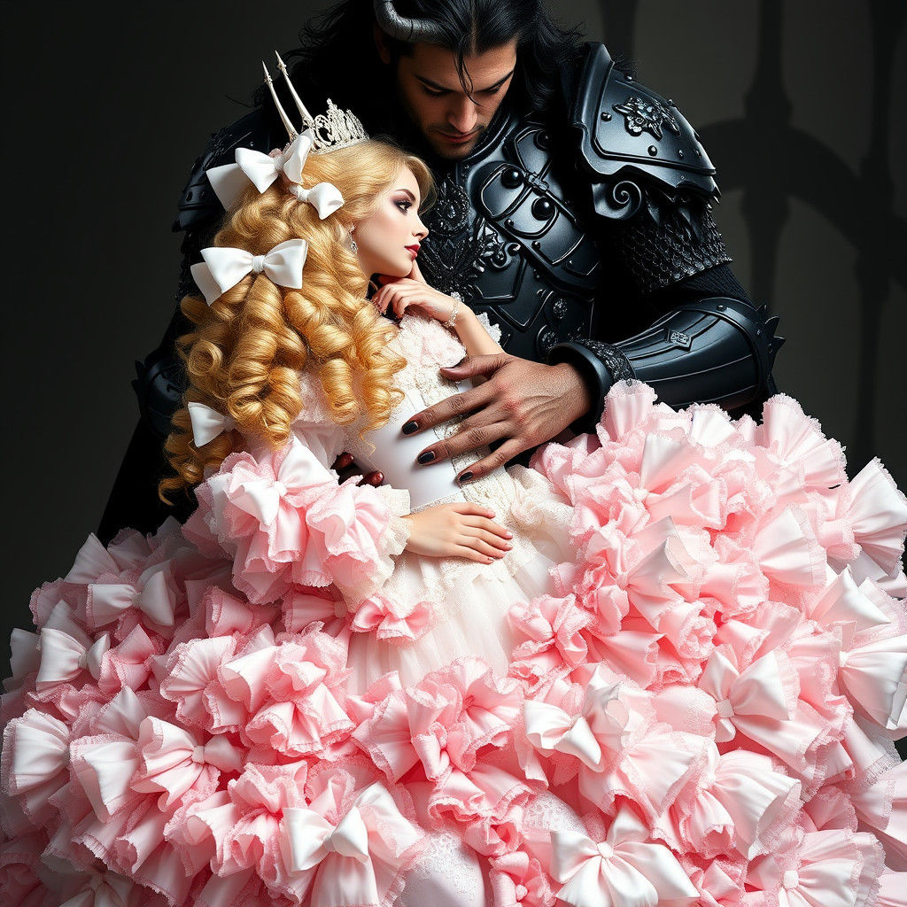 Demon King Fastens Bride's Corset in Gothic Romance