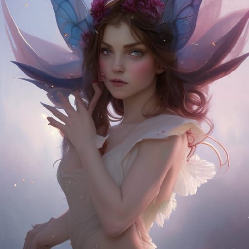 Detailed Fairy Portrait with Elf Ears and Dynamic Lighting