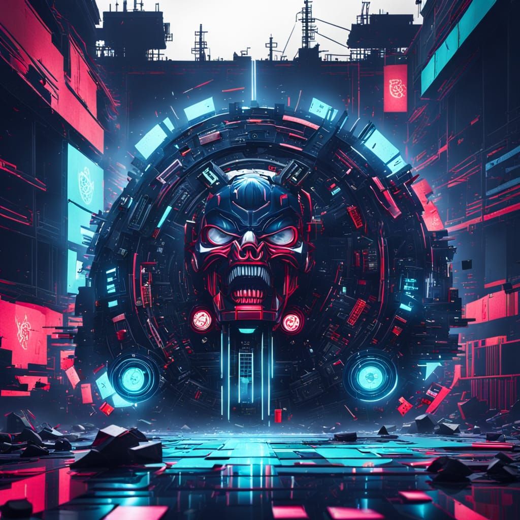 Alternative Cyberpunk Futuristic Cityscape at Night