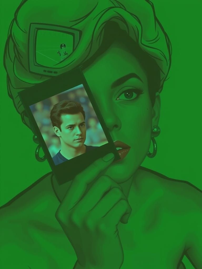 Retro-Futuristic Couple's Argument in Vibrant Living Room