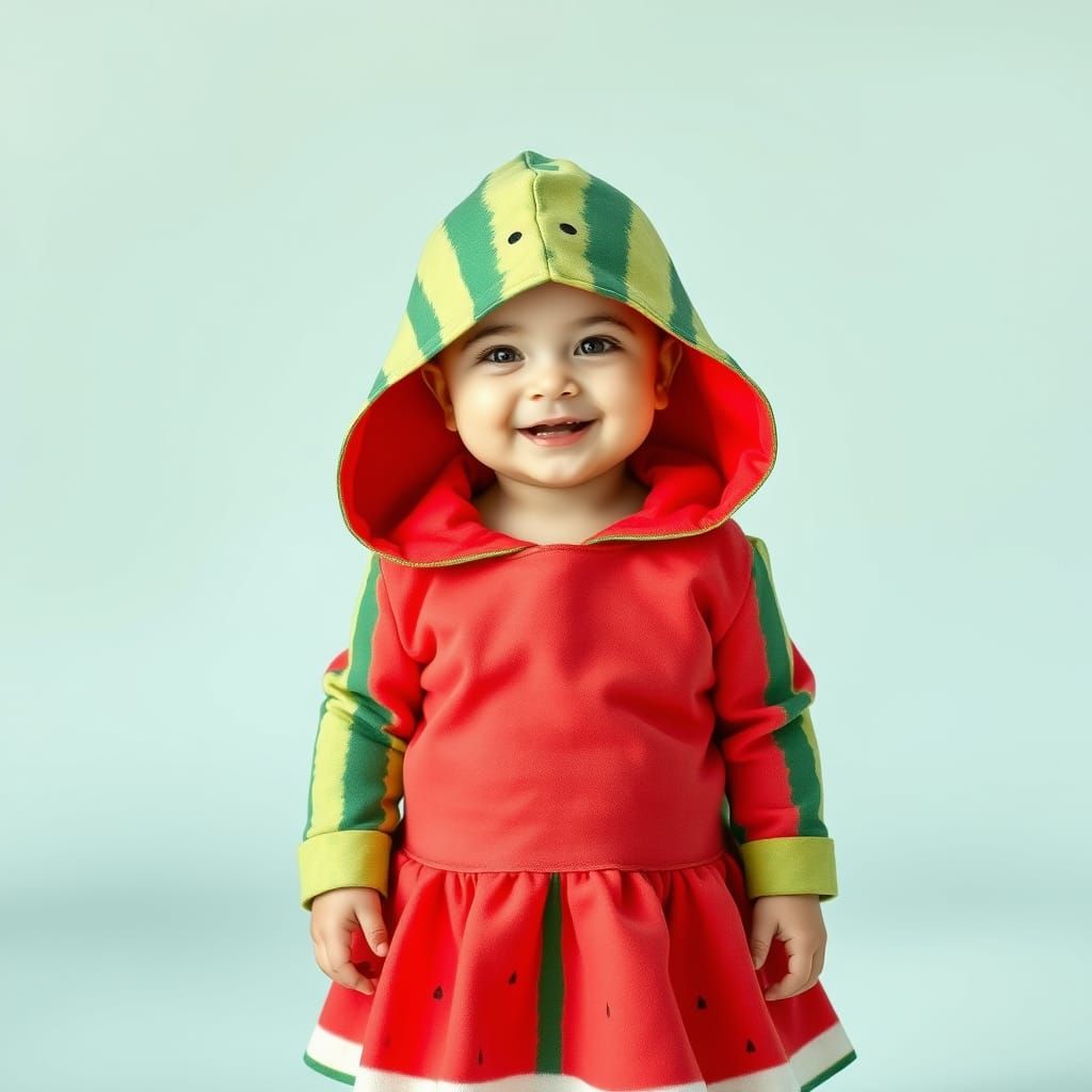 Cute Baby in Watermelon Dress: Fine Art Photography