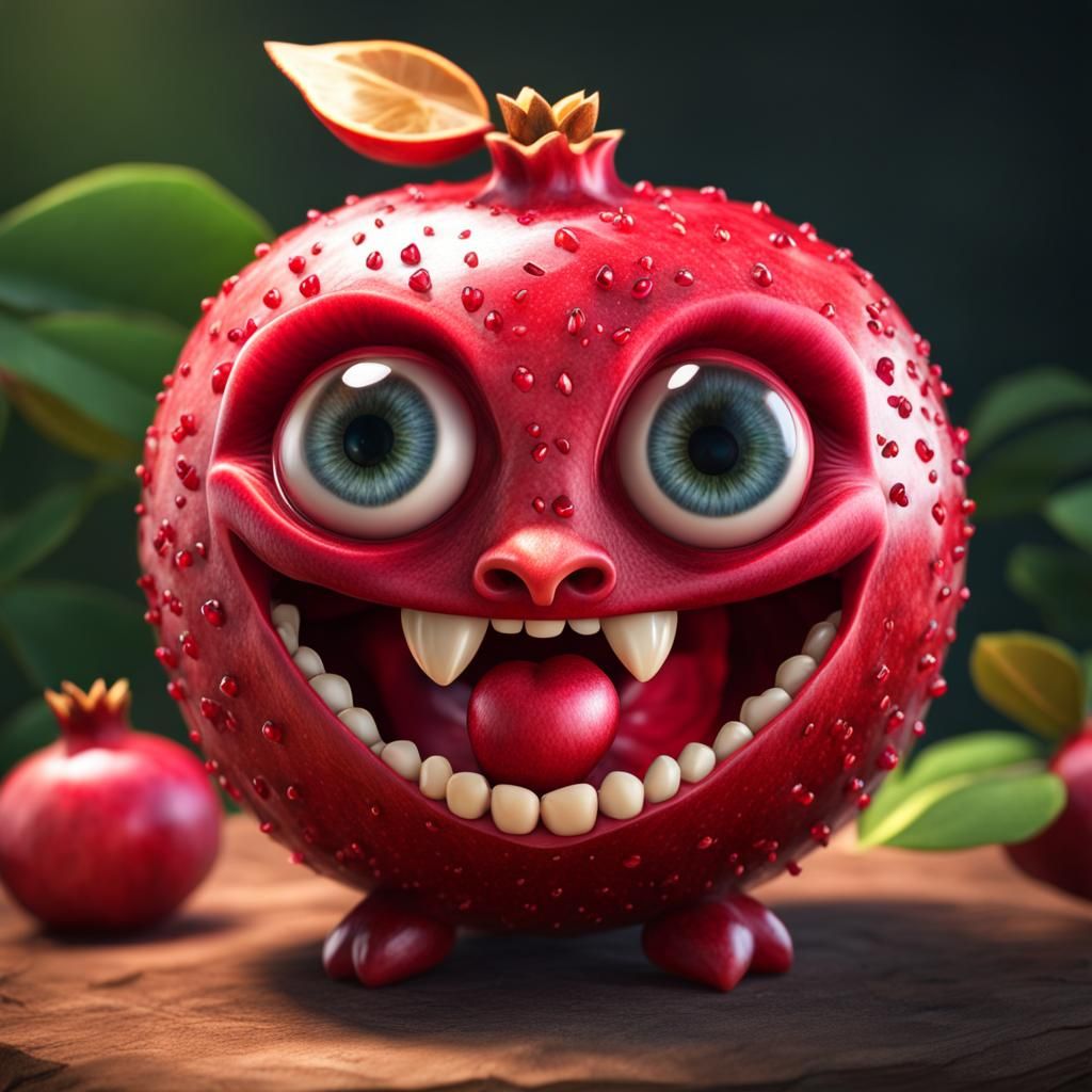 Adorable Pomegranate Character Concept Art