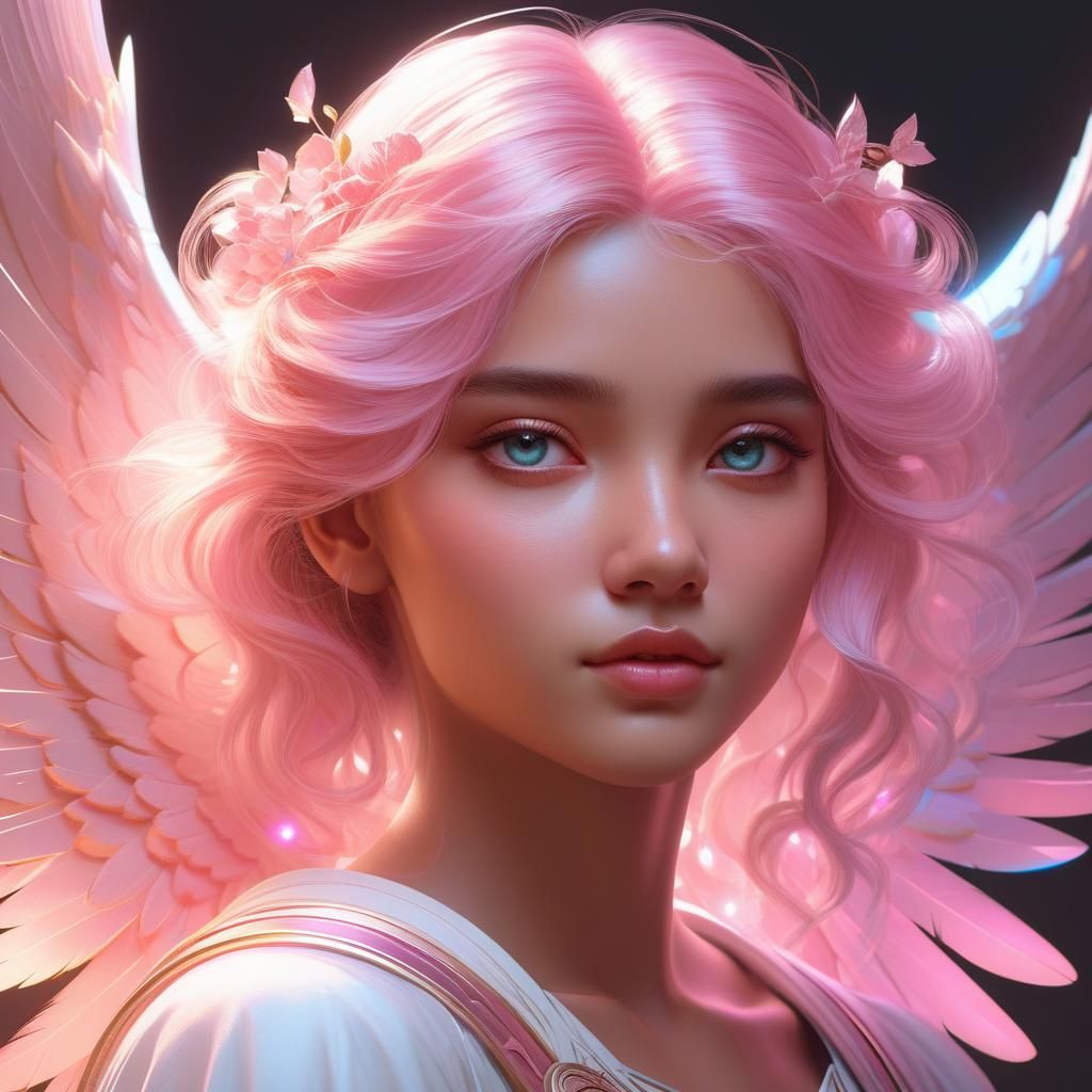 Innocent Angel in Pink Pastel Shading