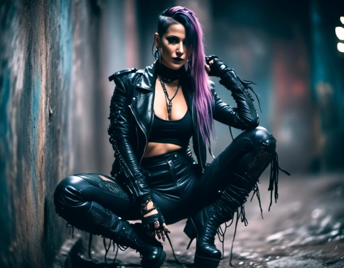 Leatherpunk Girl Portrait in 4:3 Aspect Ratio