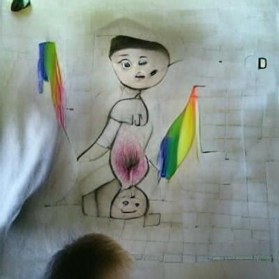 Child's Crayon Drawing of Family Home