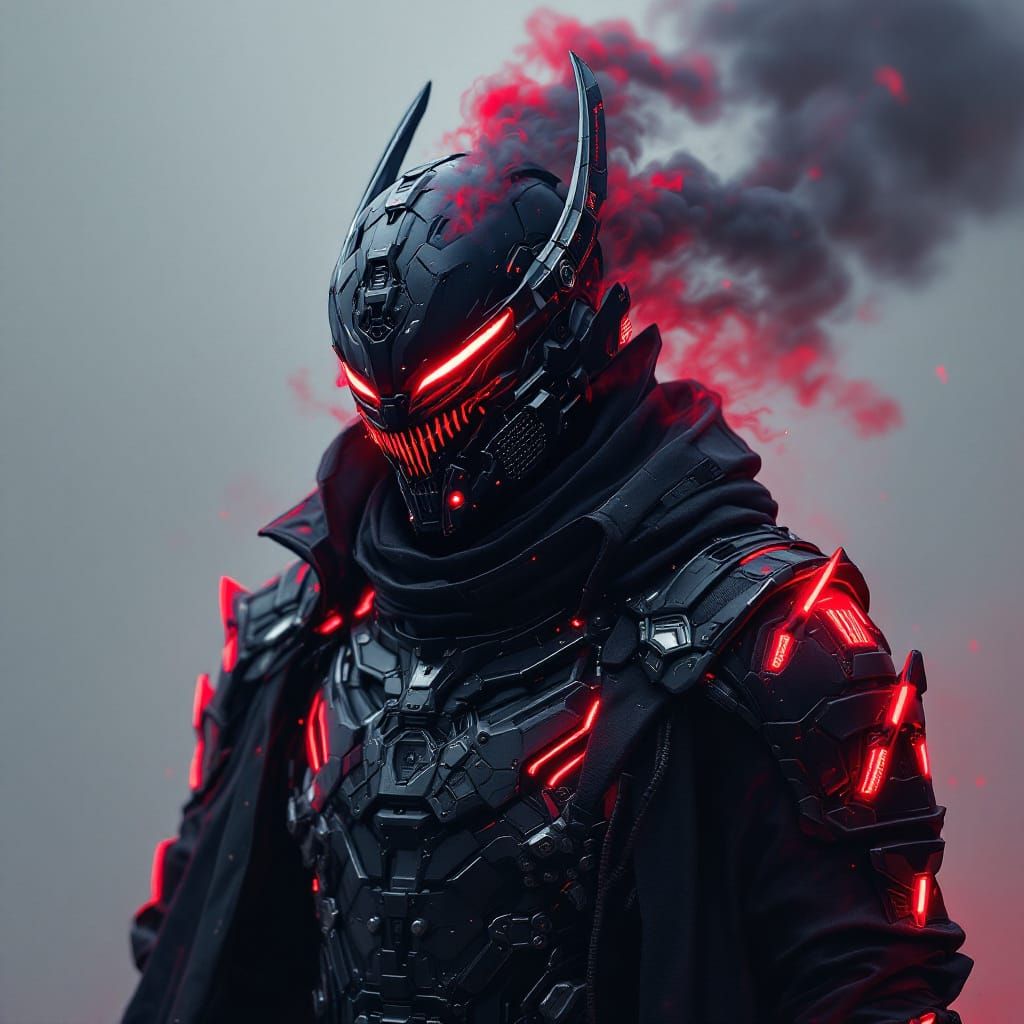 Cyberpunk Goth Samurai with Red LED Accents