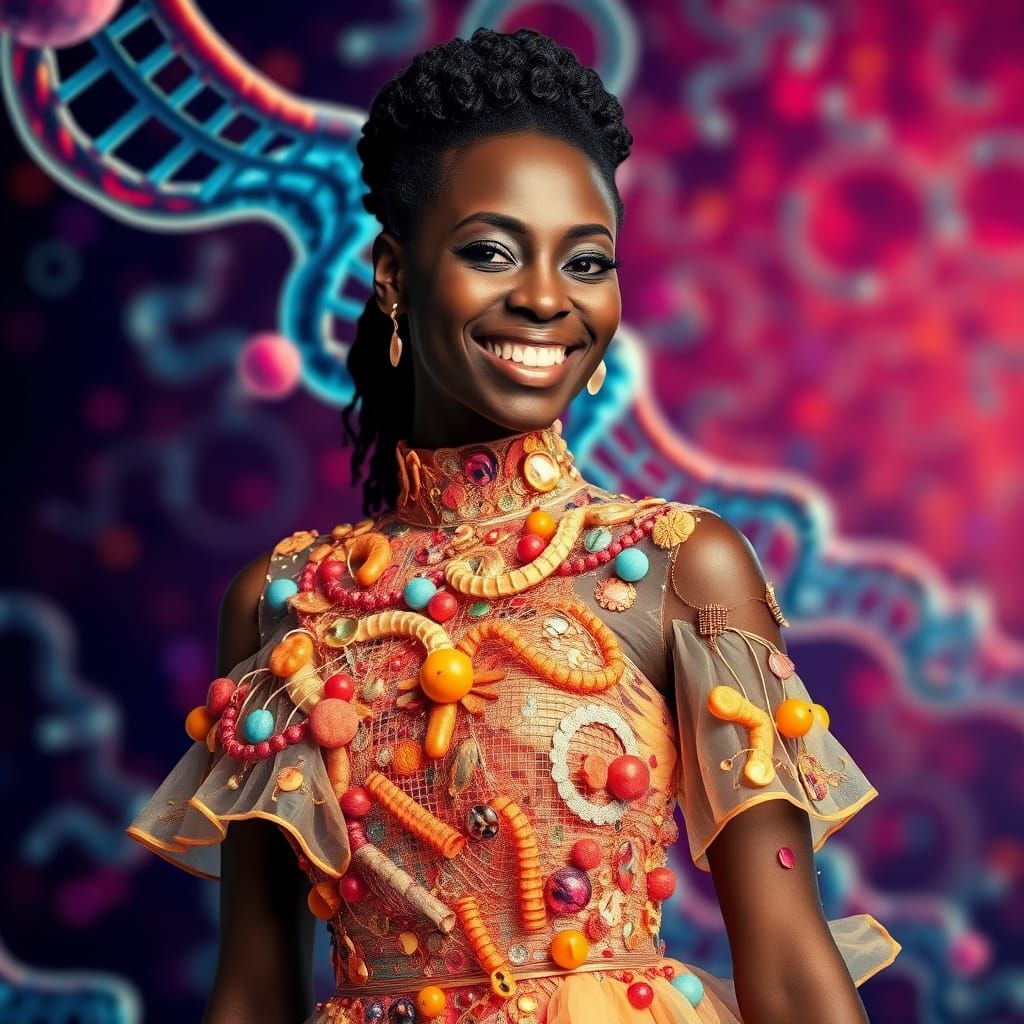 Chromosomal Dress on a Beautiful Black Woman