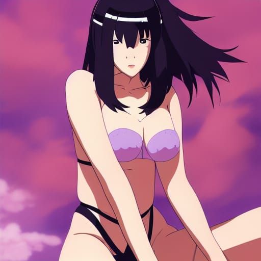 Hinata in Lingerie: Studio Ghibli Anime Visual