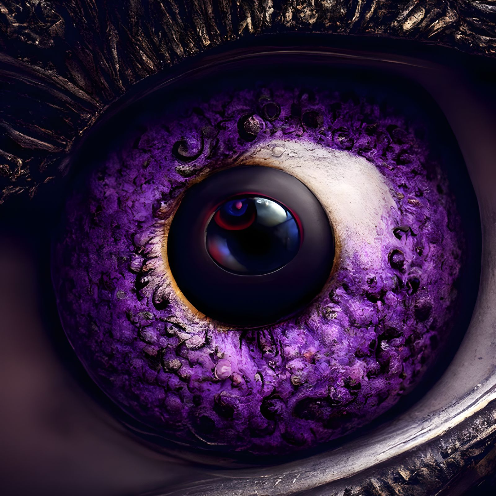 Photorealistic Purple Eyeball with Intricate Design