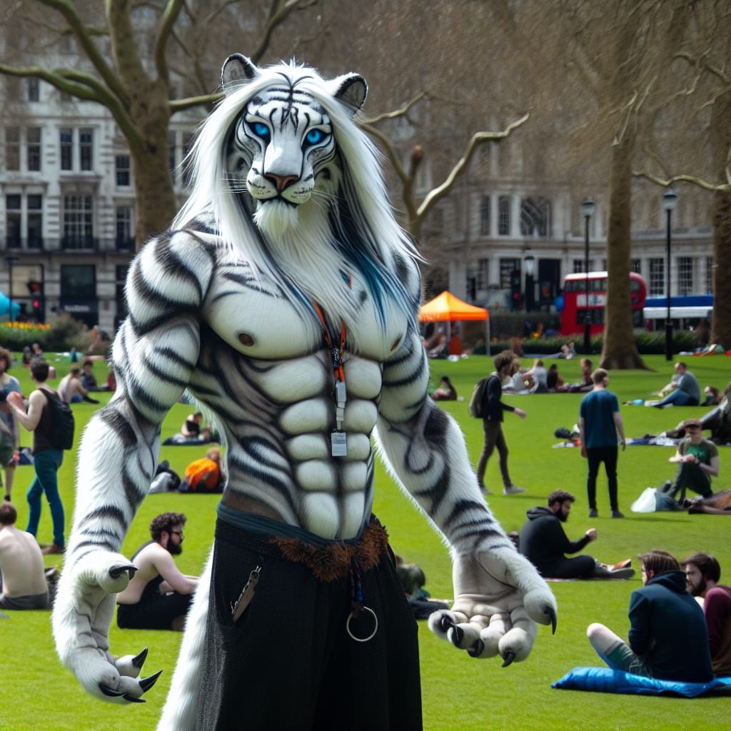 Towering Figure of Nerikull, Anthropomorphic Tiger Man in Ci...