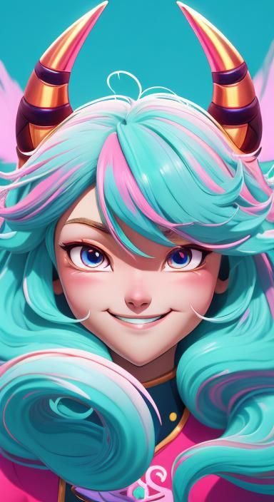 Charming Anime Devil Portrait in Pastel Colors
