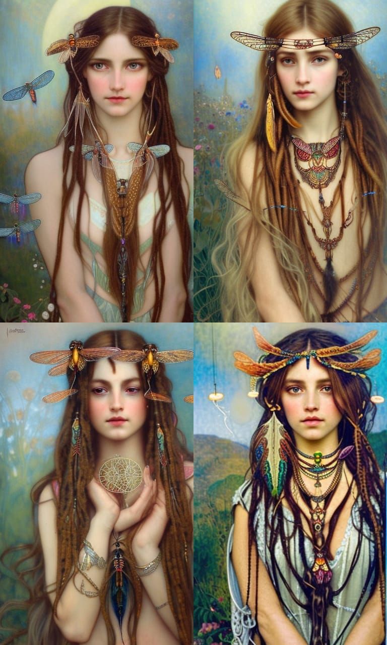Ornate Dragonfly Portrait in Fantasy Art Style