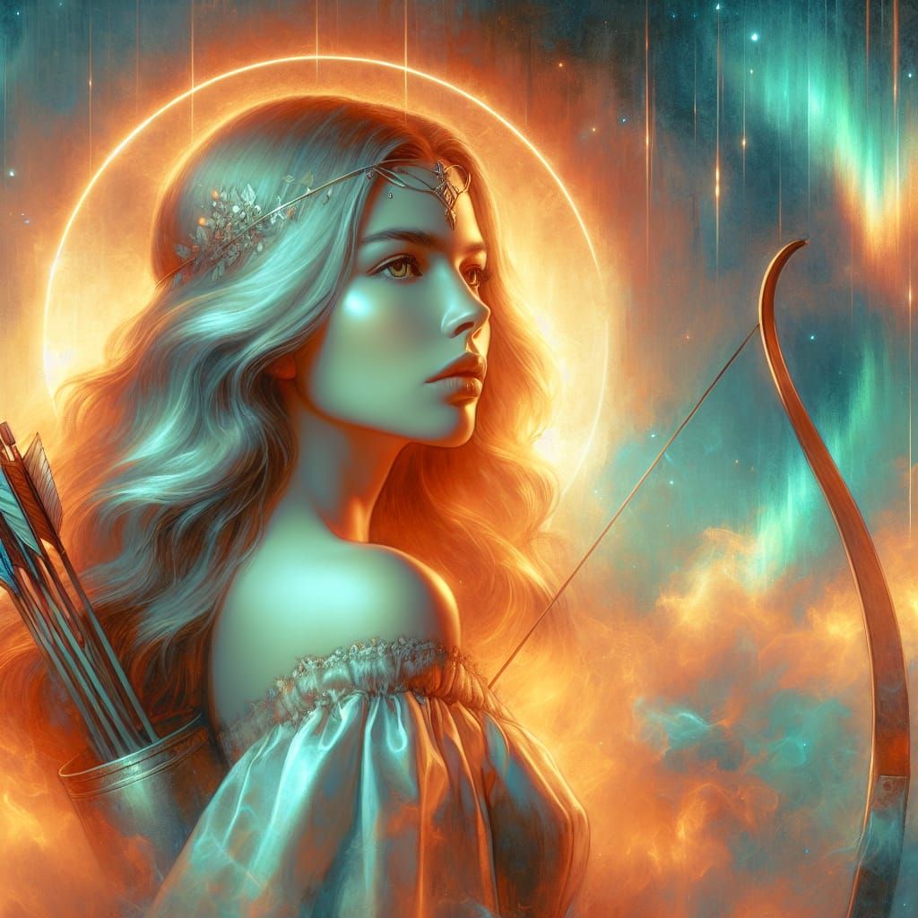 Enchanting Lunar Princess Portrait in Matte Painting Style